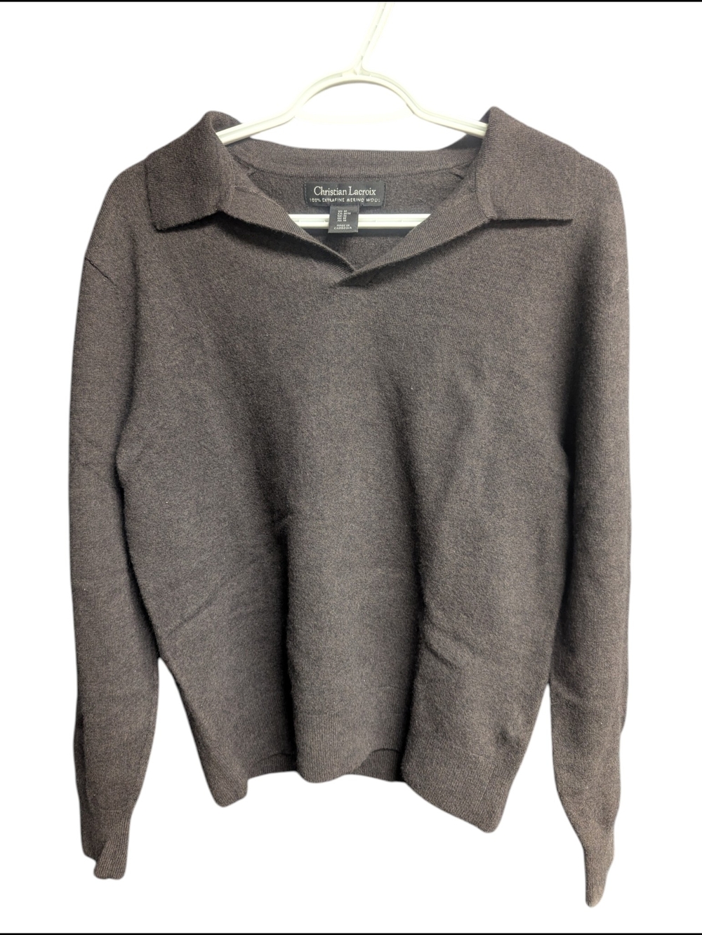 Christian Lacroix Womans Brown Collared 💯 Merino Wool